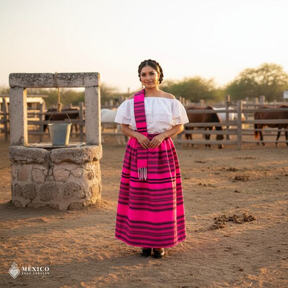 Traditional Mexican Zarape Dress Set – Handmade Two-Piece S to XL - Picture 3 of 4